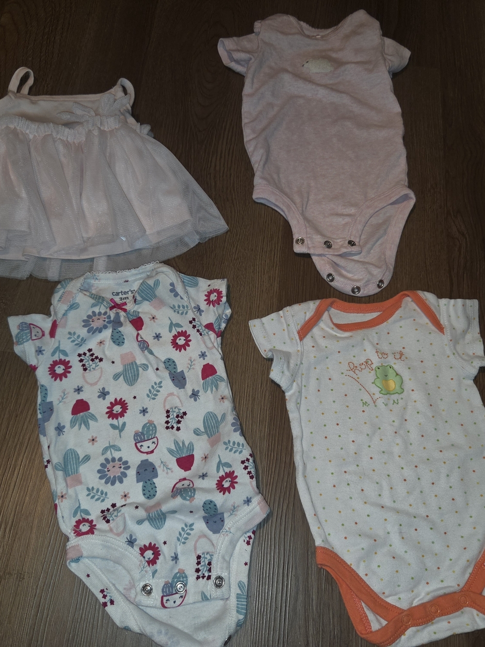 Pink, White, Orange and Teal Baby Bodysuit Bundle